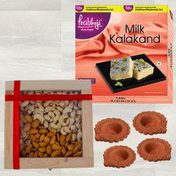 Nutty Dry Fruits n Haldiram Kalakand Delight, Free Mud Diya