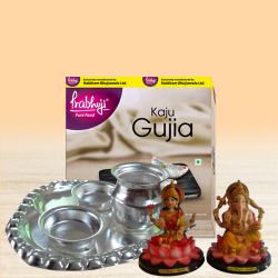 Classic Paan Puja Thali with Haldiram Sweets N Laxmi Ganesh Idol