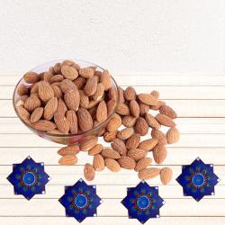 Brilliant Set of 4 Dot Mandala Decorative Diya n Almonds to India