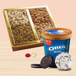 Lovely Assortment of Dry Fruits with Kwality Walls Oreo Chocolate Ice Cream