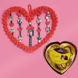 Eye-Catching Personalized Photo Handmade Love Frame with Sapphire Chocolates Heart Box