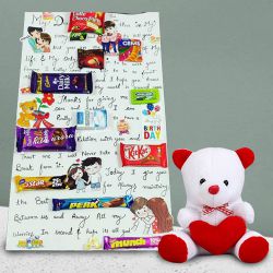 Delectable Chocolate Message Card and a Teddy with Heart to Lakshadweep
