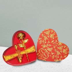Wonderful Heart Shape Box of Everlasting Golden Rose