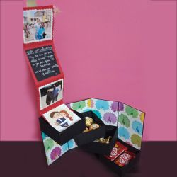 Attractive 4 Layer Pull Up Stepper Box of Chocolates n Personalized Photos