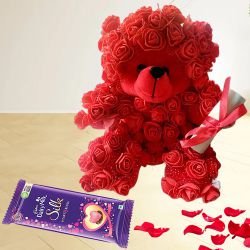 Smart Rose Teddy with Personalized Message to India