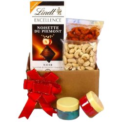 Fun Filled Box of Lindt Chocolates with Masala Nuts n Free Herbal Gulal