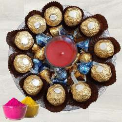 Lovely Chocolates n Aroma Candle Plate with Free Gulal