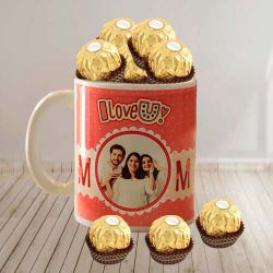 Attractive Personalized Photo Coffee Mug with Ferrero Rocher to Sivaganga