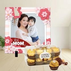 Delightful Ferrero Rocher Chocolate Box with Personalized Photo Tile 	 to Rajamundri