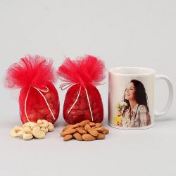 Awesome Personalized White Mug with Mixed Dry Fruits to India