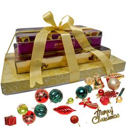 Finest Chocolate Tower Gift with Christmas Decor to Chittaurgarh