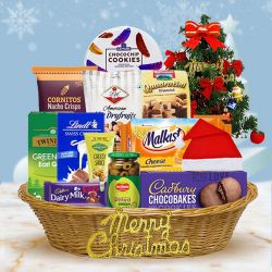Happy Holiday Christmas Crack N Snack Basket to Alwaye