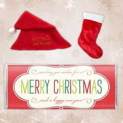 Merry Santa Cap n Socks with Personalized X-Mas Choco to Sivaganga
