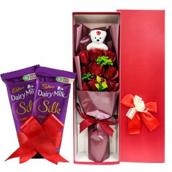 Propose Day Gift of Artificial Roses Bouquet N Cadbury Silk to Hariyana