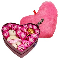 Romantic Rose Day Trio of Rose n Teddy,LED Jar, Musical Card to India