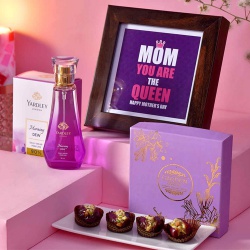 Aromatic Perfume with Baklawa N Mom Photo Frame Combo to Tirur