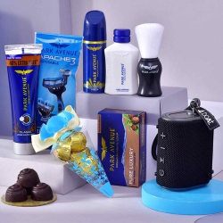 Assorted Grooming Kits N Boat Music System Combo for Dad to Chittaurgarh