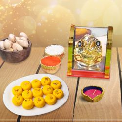 Ganesha, Sweets, Nuts And Diya Delights