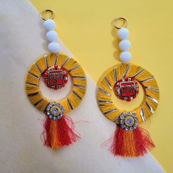 Exquisite Pair of Shubh Laabh Designer Hangings to Rajamundri