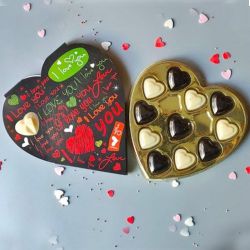 Tempting Dark N White Heart Chocolates Box to India