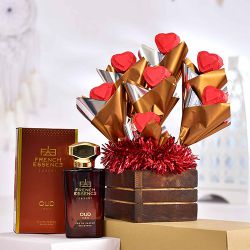Exquisite Chocolates Arrangement N Mens OUD Parfum Gift Set to Chittaurgarh