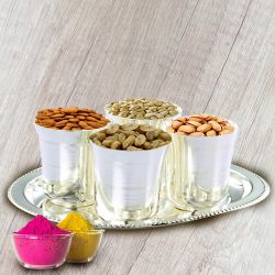 Dry Fruits in Silver Glass and Tray