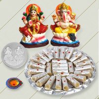 Ganesh Lakshmi with Kaju Pista Rolls from Haldiram