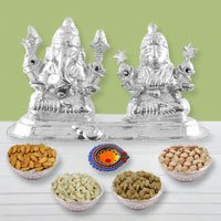 Silver Plated Diwali Hamper with Dry Fruits to Lakshadweep