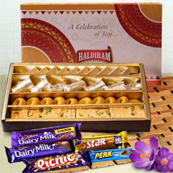 Delectable Assorted Sweets from Haldirams with Cadbury Chocolates to Rajamundri