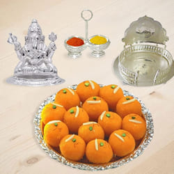 Puja Gift Special Pack with Ganeshji and Sweets to Marmagao