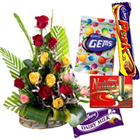 Fabulous Mixed Roses Arrangement with Assorted Cadbury Chocolates