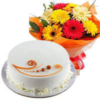 Extravagant Mixed Flowers and Vanilla Cake to Tirur