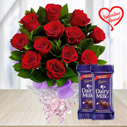 Lovely and Delightful Rose Assortment with Dairy Milk Chocolates