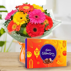 Yummy Cadbury Celebrations with Bouquet of Mixed Gerberas