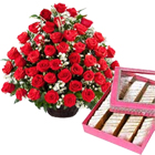 Pretty Red Roses N Kaju Barfi