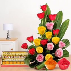 Resplendent 20 Roses and tasty assorted Sweets