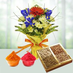 Charming Seasonal Flowers with healthy Dry Fruits