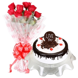 Mesmerizing Red Roses N Black Forest Combo