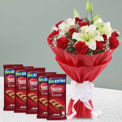 Sweet Impression Mixed Flowers Bouquet with Nestle Classic Chocolate
