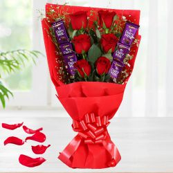 Fantastic Bouquet of Red Roses N Cadbury Dairy Milk