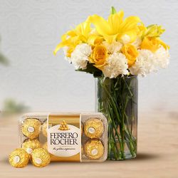 Luxe Ferrero Rocher Treats N Mixed Flowers Bonanza to Punalur