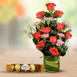 Fresh Flowers N Ferrero Rocher Elegance Combo to Rajamundri