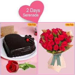 Appealing 2 Days Serenade Combo of Cake N Rose