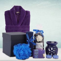Classic Lavender Soap Spa Set with a Bathrobe to Punalur