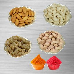Mixed Dry Fruits 500 Gms In Silver plated Bowls 