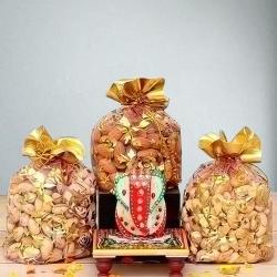 Divine Marble Ganesha with Assorted Dry Fruits to India