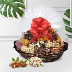Delectable Assorted Dry Fruits Gift Basket to India