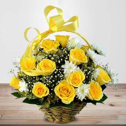 Sun-Kissed Yellow N White Floral Basket