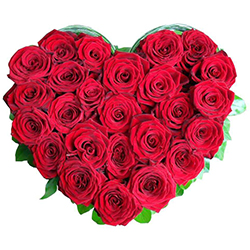 Two Dozen Red Roses in an alluring Heart Shape arrangement 