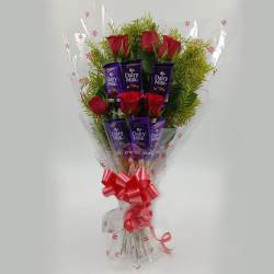 Joyful Bunch of Red Roses n Cadbury Chocolates